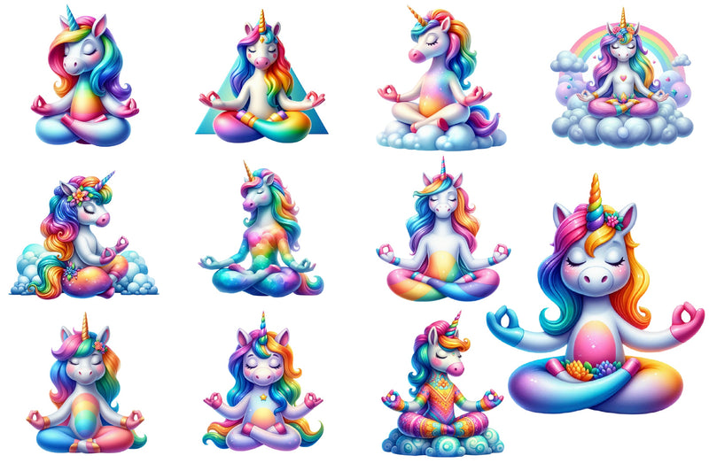 Cute Unicorn Yoga Clipart Bundle - CraftNest - Digital Crafting and Art