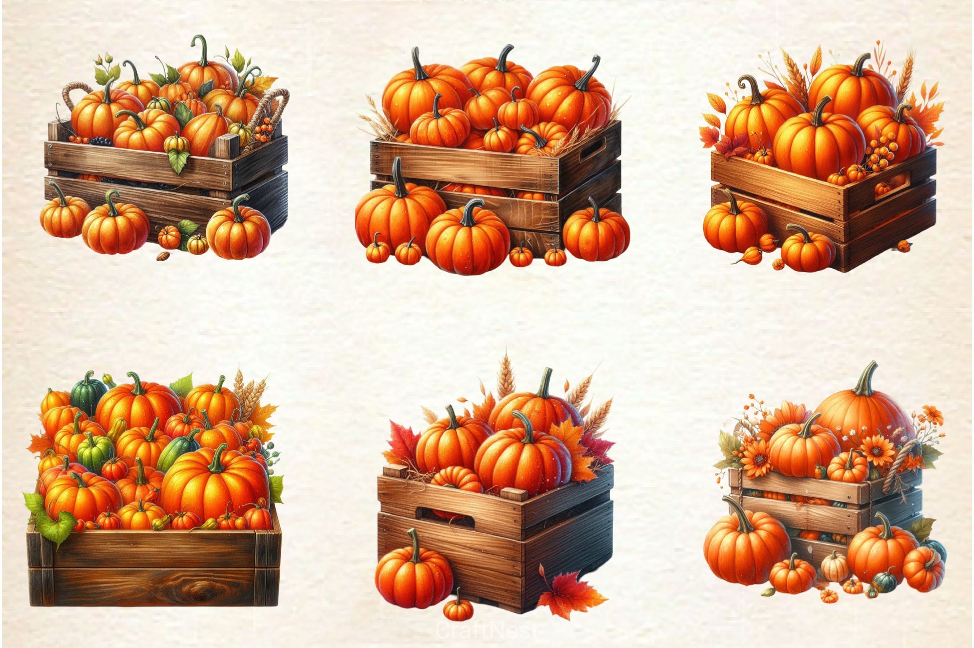 Pumpkin Wooden Box Clipart Bundle - CraftNest - Digital Crafting and Art