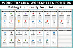 Word Tracing Worksheets for Kids - CraftNest - Digital Crafting and Art