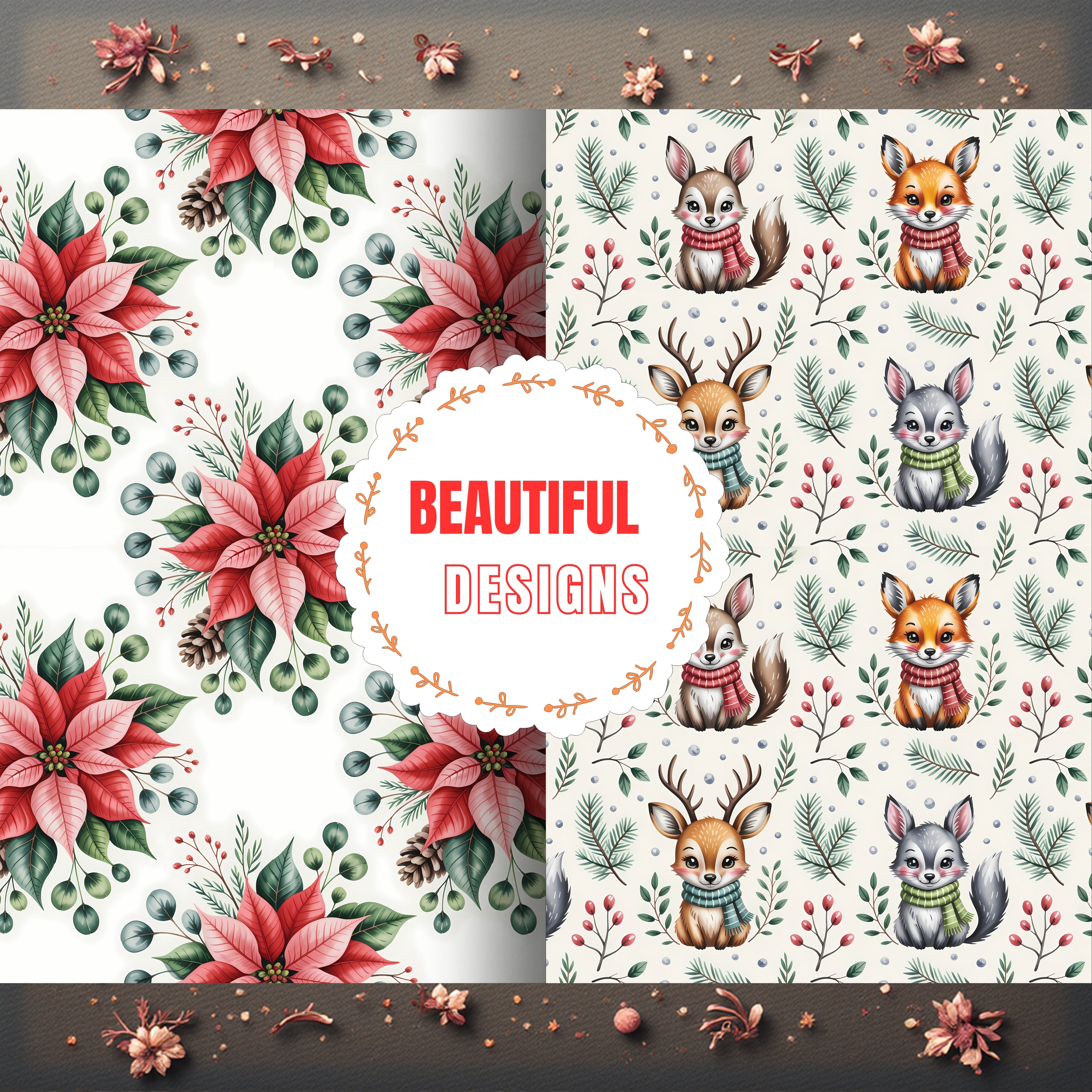 Christmas Cozy Digital Paper Clipart Bundle