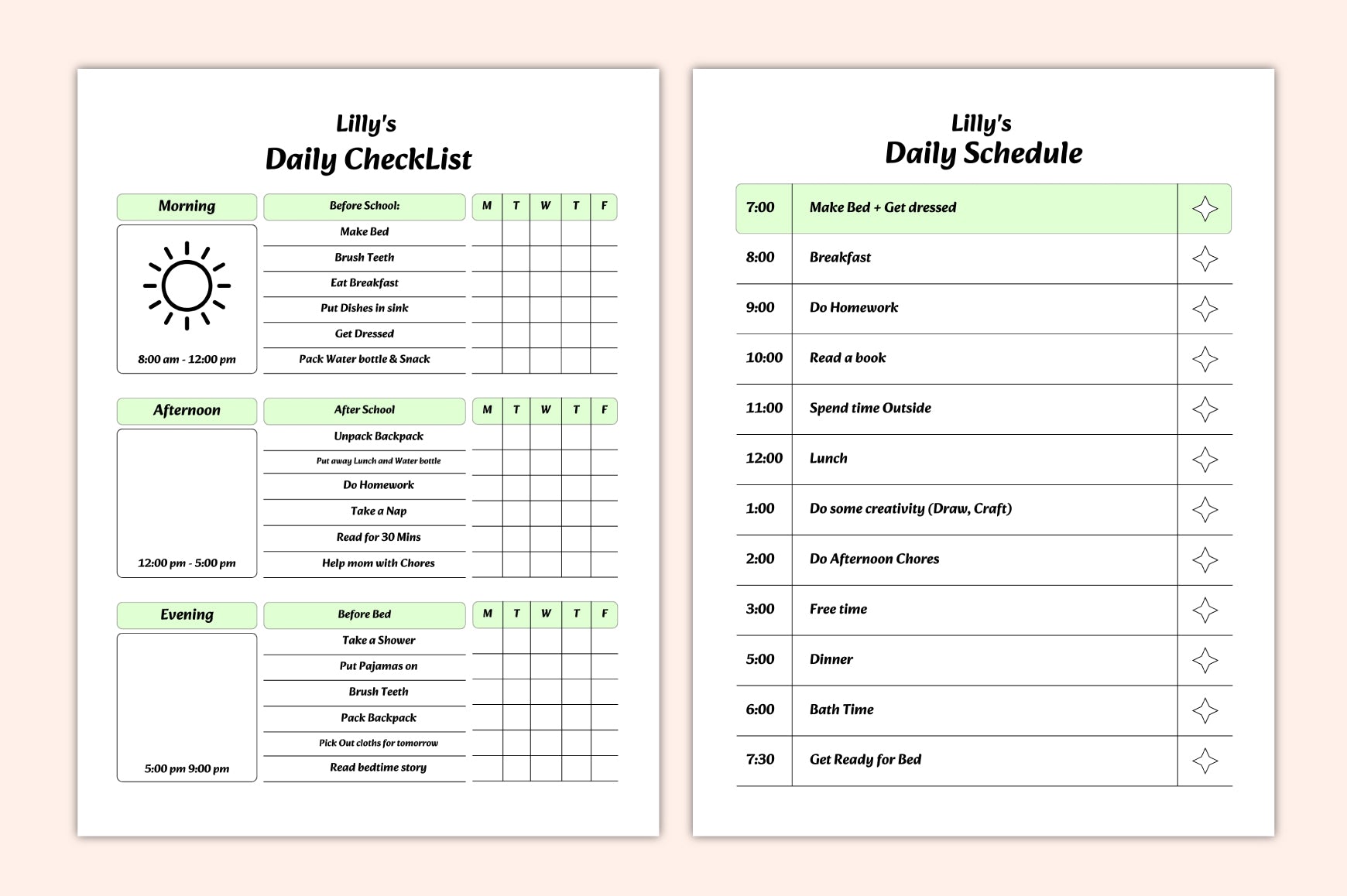 Family Chore Chart for Kids Planner