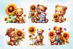 Sunflower Mama And Baby Bear Clipart Bundle 2 - CraftNest - Digital Crafting and Art