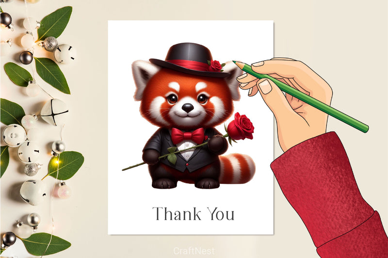 Valentine Red Panda Clipart Bundle - CraftNest - Digital Crafting and Art