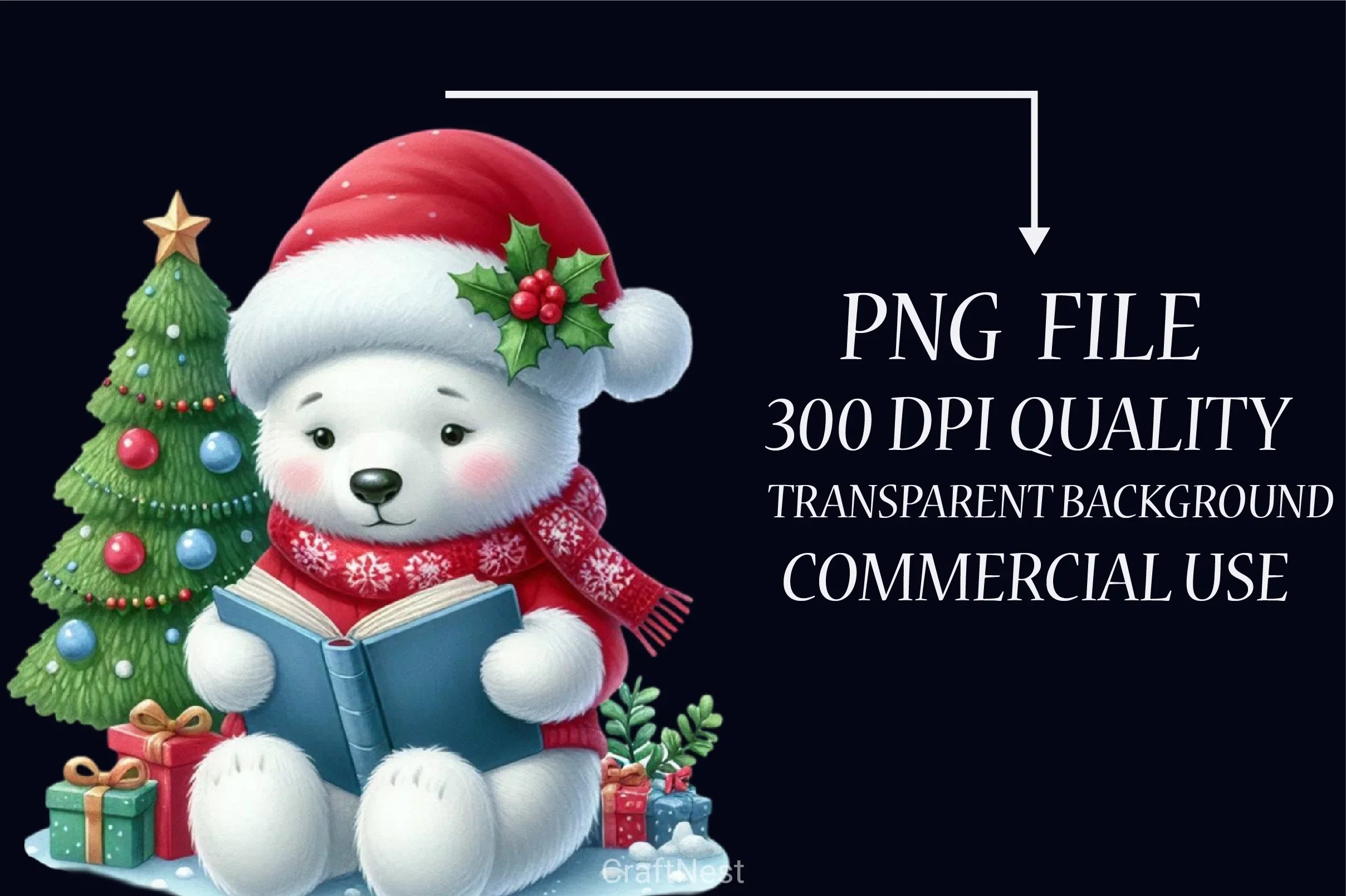 Christmas Polar Bear Clipart Bundle 1 - CraftNest - Digital Crafting and Art