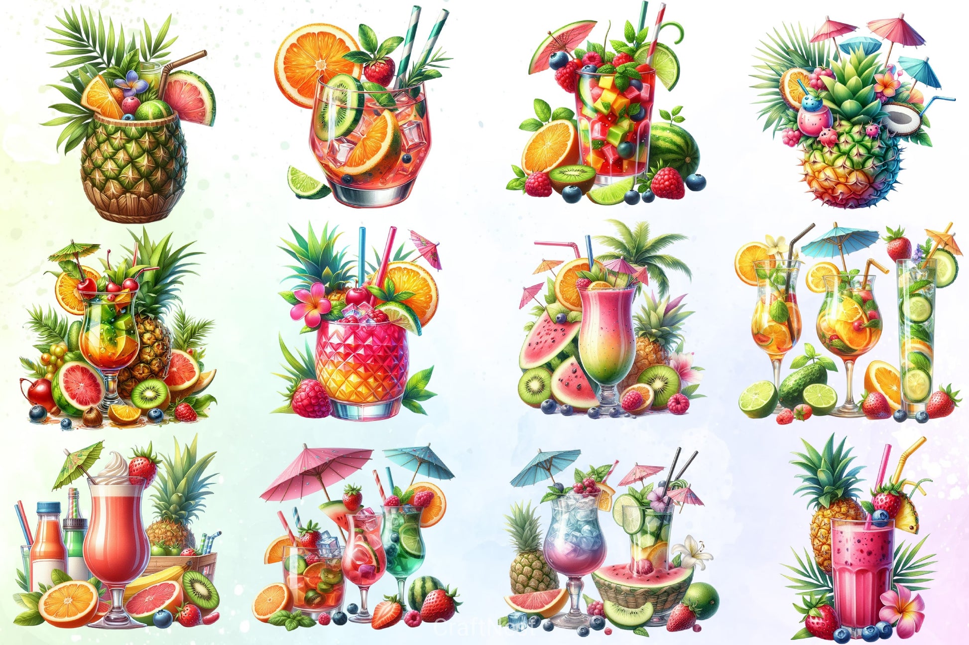Tropical Cocktail Clipart Bundle - CraftNest - Digital Crafting and Art