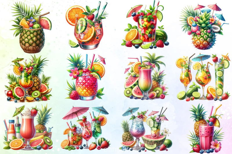 Tropical Cocktail Clipart Bundle - CraftNest - Digital Crafting and Art