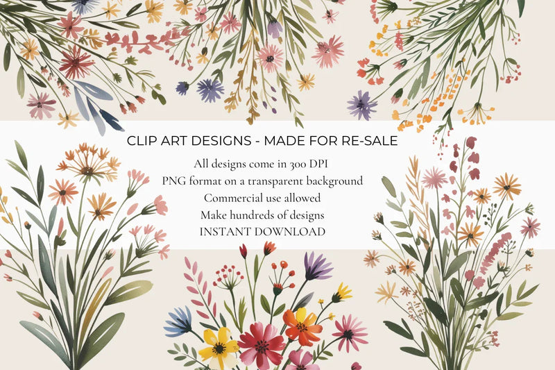 Wildflower Bouquet Flowers Clipart - CraftNest - Digital Crafting and Art