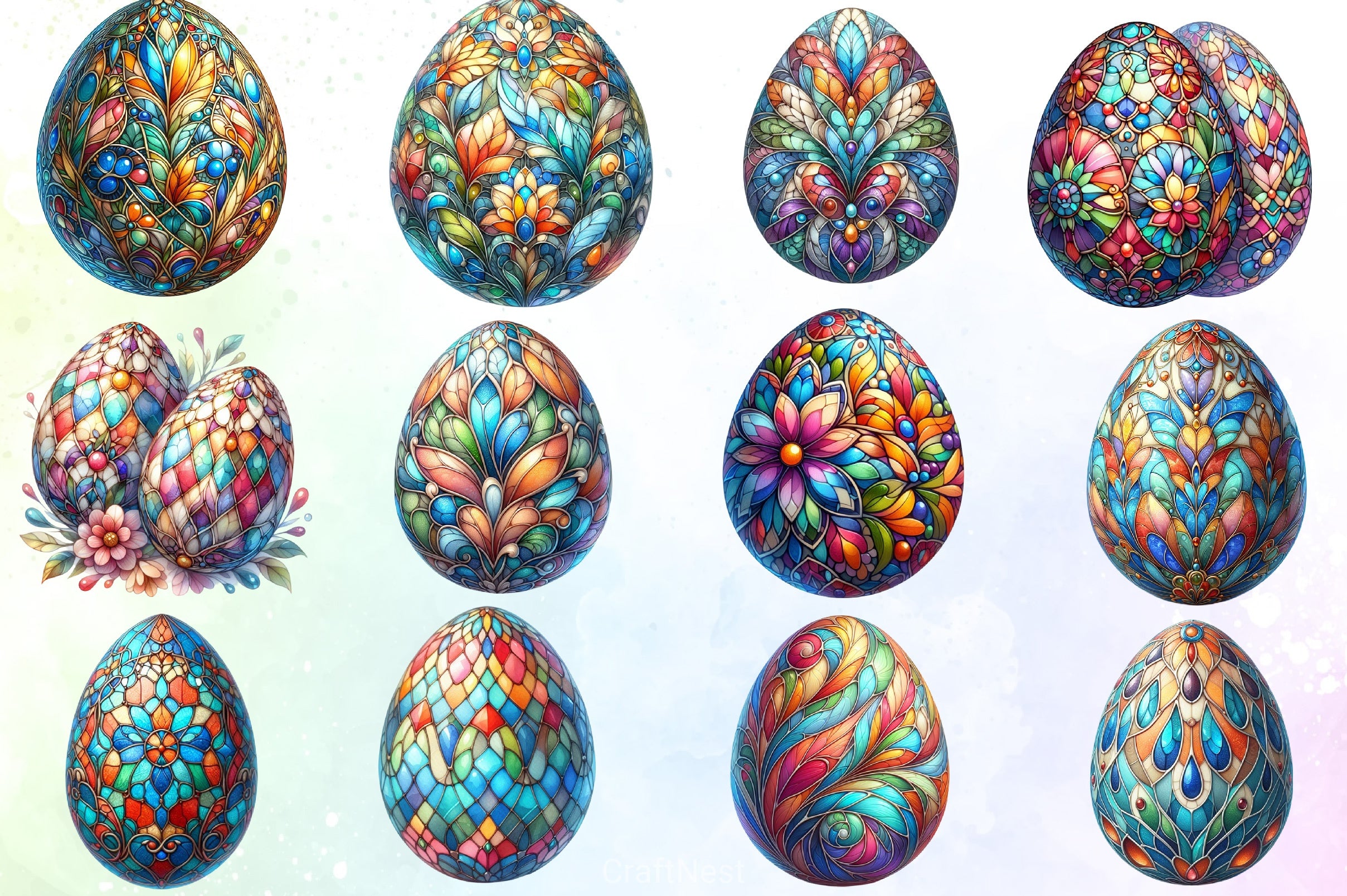 Stained Glass Egg Clipart Bundle - CraftNest - Digital Crafting and Art