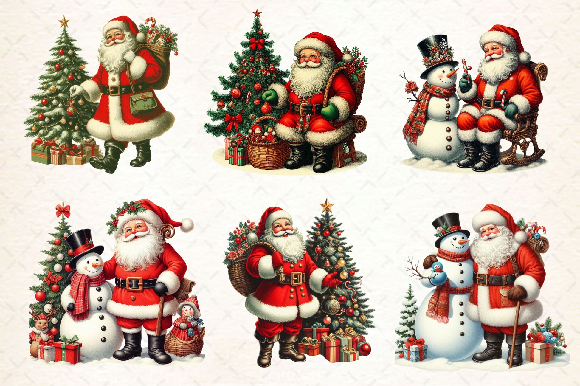Vintage Christmas Santa Clipart Bundle 4 - CraftNest - Digital Crafting and Art