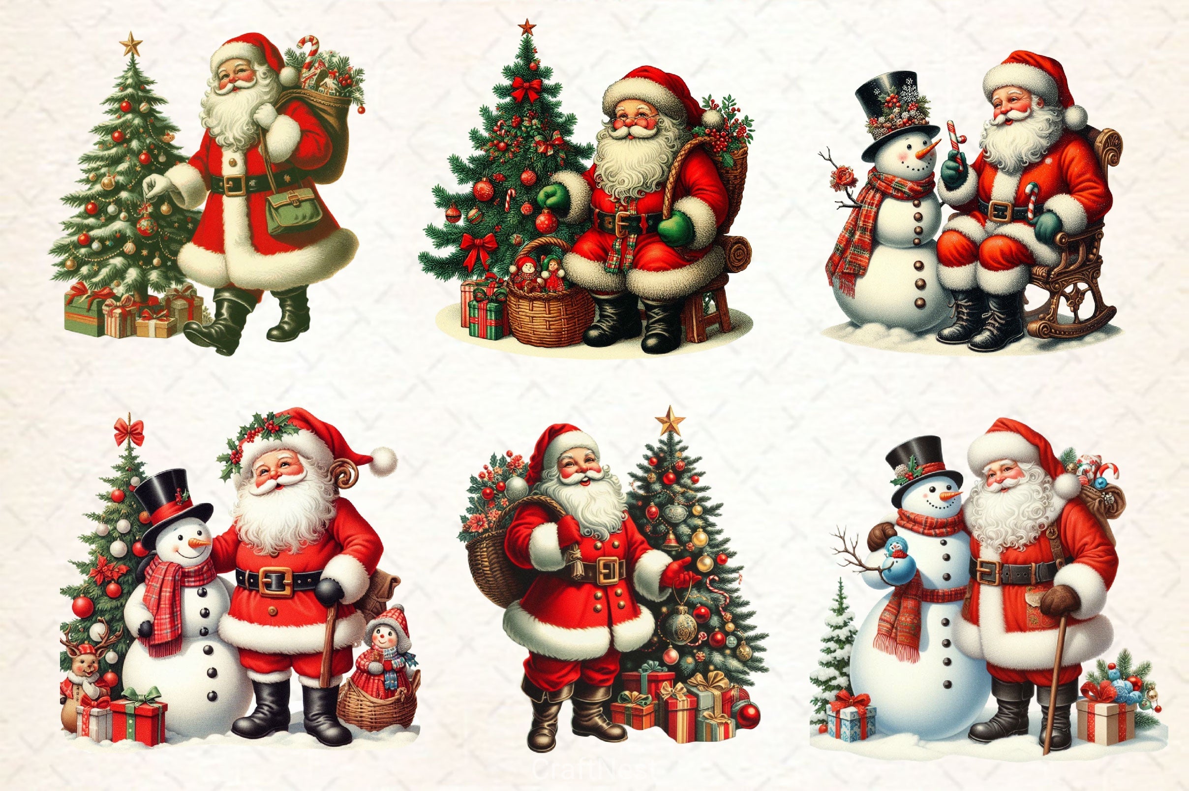 Vintage Christmas Santa Clipart Bundle 4 - CraftNest - Digital Crafting and Art