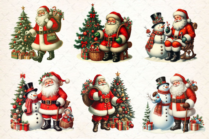 Vintage Christmas Santa Clipart Bundle 4 - CraftNest - Digital Crafting and Art