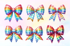 Gingham Rainbow Bow Clipart Bundle 2 - CraftNest - Digital Crafting and Art