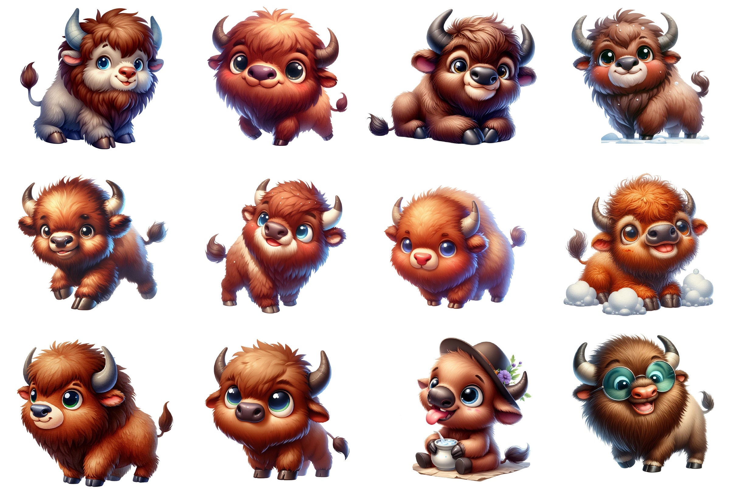 Baby Highland Cow Clipart Bundle 6 - CraftNest - Digital Crafting and Art