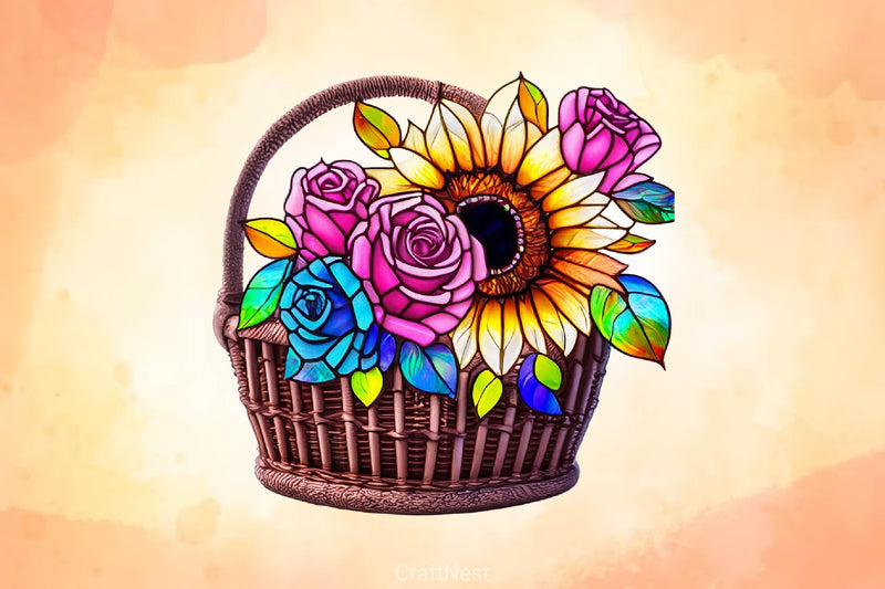 Sunflower & Roses Stained Glass Clipart Bundle - CraftNest - Digital Crafting and Art