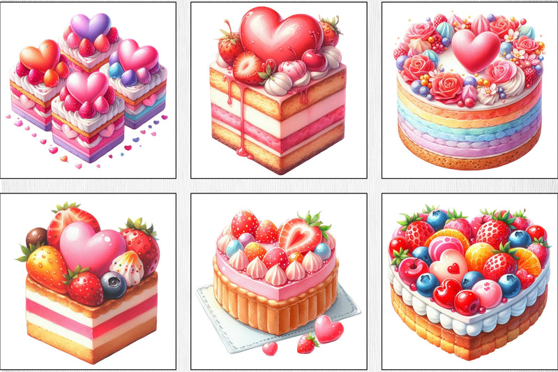 Heart Cake Valentine Clipart Bundle - CraftNest - Digital Crafting and Art