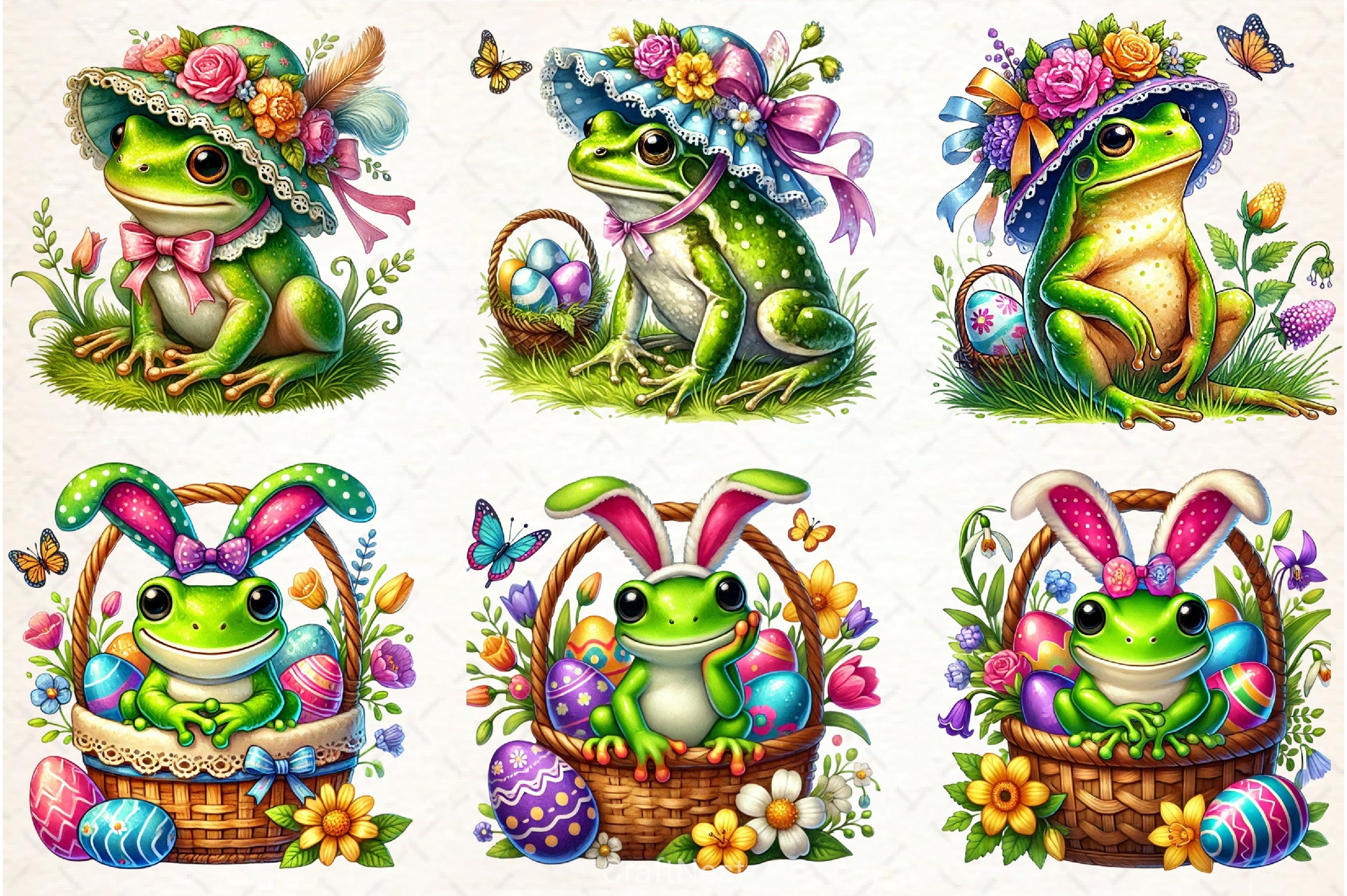 Cute Easter Frog Clipart Bundle - CraftNest - Digital Crafting and Art