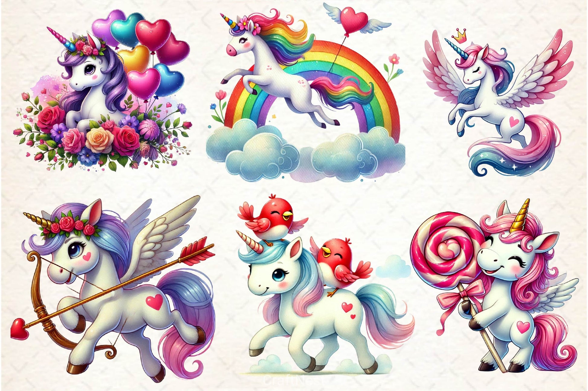 Cute Valentines Day Unicorn Clipart Bundle 3 - CraftNest - Digital Crafting and Art