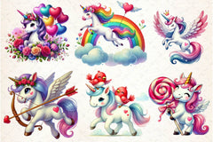 Cute Valentines Day Unicorn Clipart Bundle 3 - CraftNest - Digital Crafting and Art