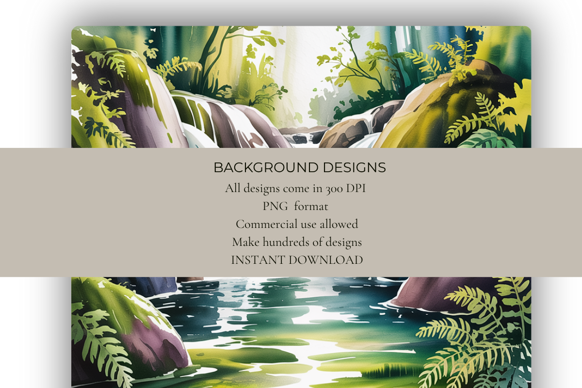Watercolor Waterfalls Background Papers
