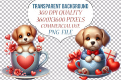 Valentine's Day Dog in Tea Cup Clipart Bundle - CraftNest - Digital Crafting and Art
