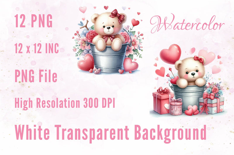 Valentine Cute Teddy Bear Clipart Bundle - CraftNest - Digital Crafting and Art