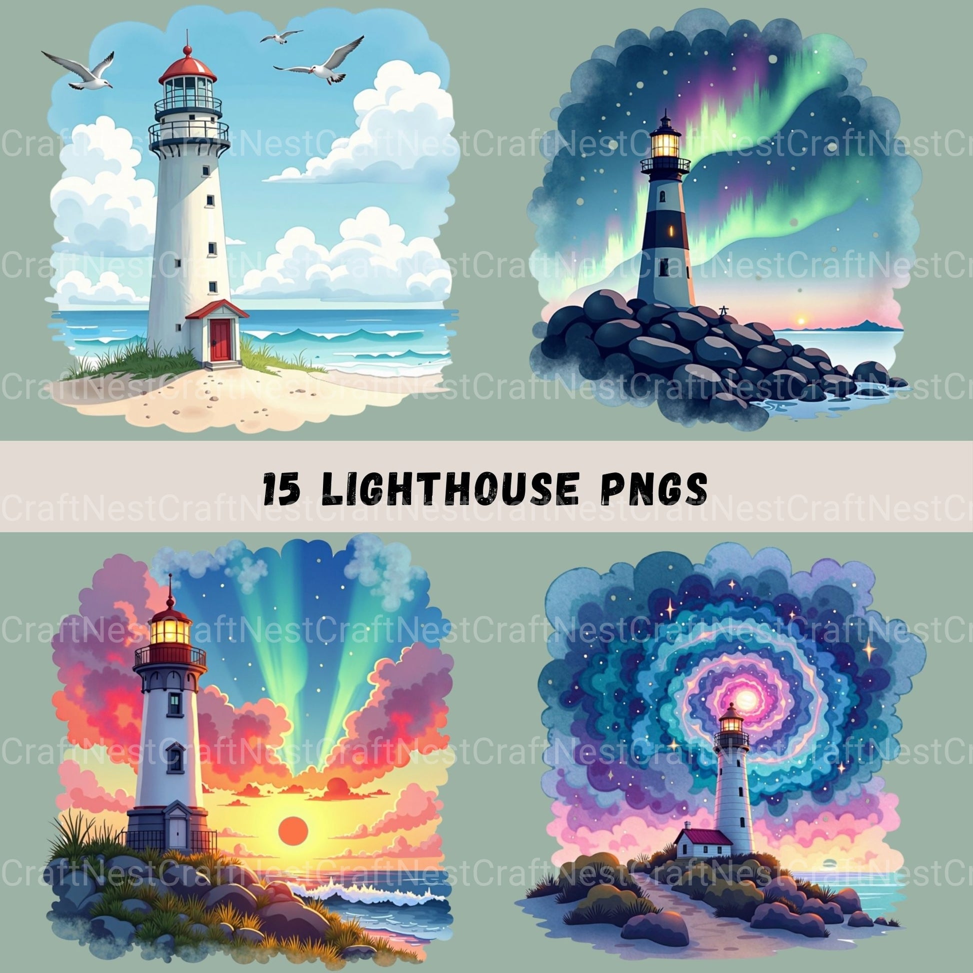 Lighthouses Clipart Bundle - CraftNest - Digital Crafting and Art