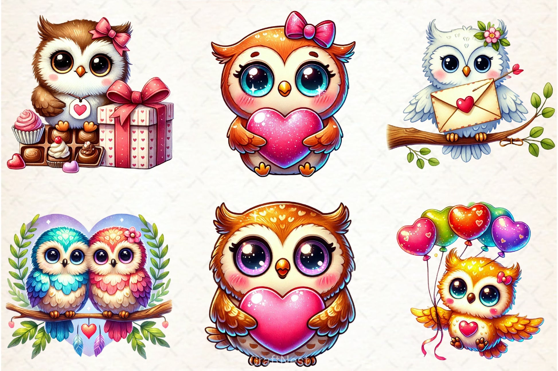 Valentine Owl Clipart Bundle - CraftNest - Digital Crafting and Art