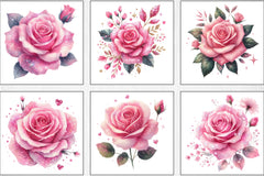 Pink Glitter Roses Clipart Bundle - CraftNest - Digital Crafting and Art