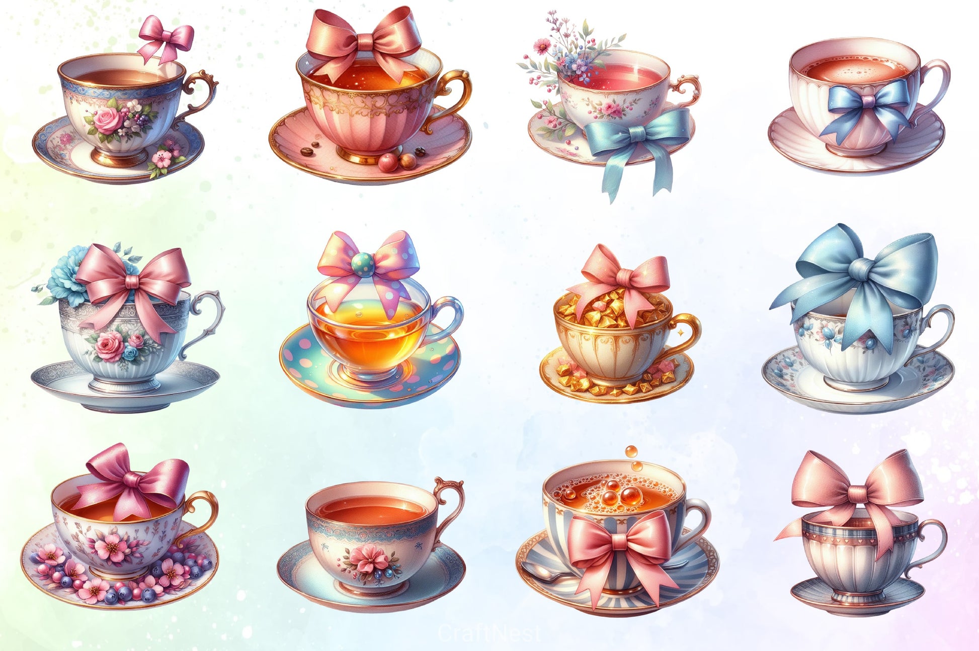 Teacup Bow Clipart Bundle - CraftNest - Digital Crafting and Art