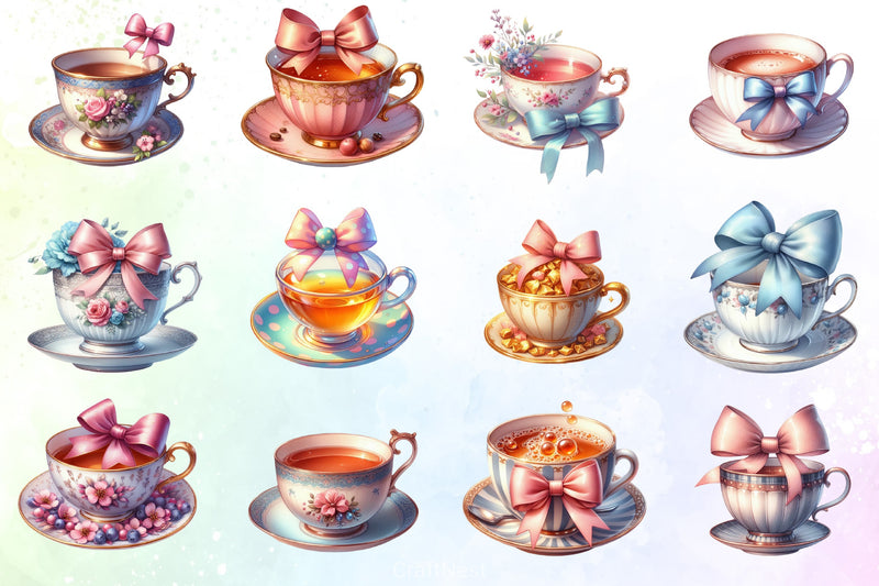 Teacup Bow Clipart Bundle - CraftNest - Digital Crafting and Art