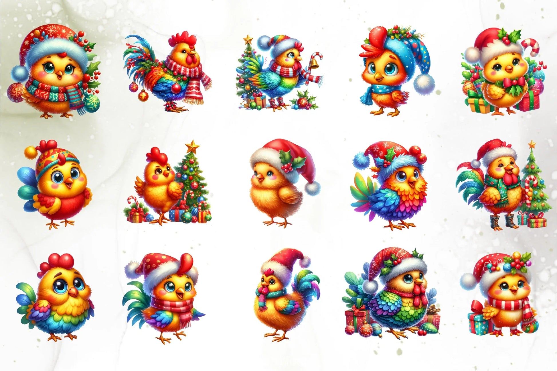 Cute Christmas Chicken Clipart Bundle 4 - CraftNest - Digital Crafting and Art