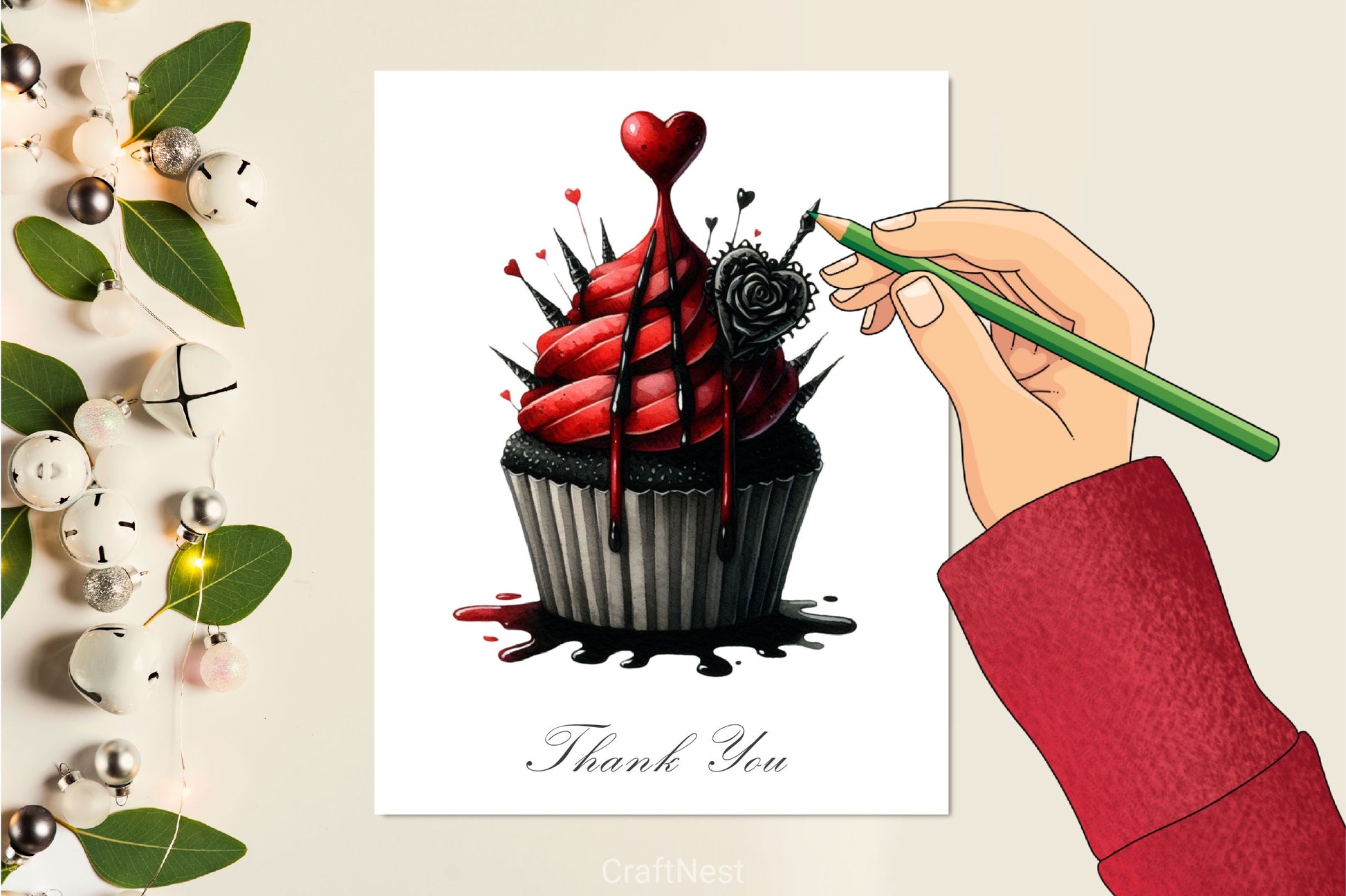 Valentine Gothic Cupcake Clipart Bundle - CraftNest - Digital Crafting and Art