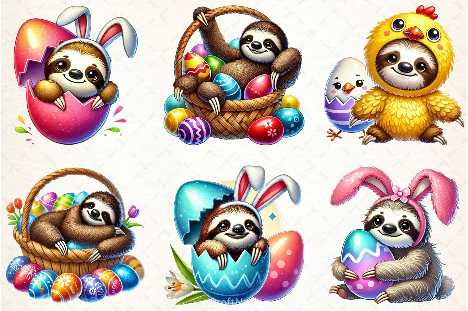 Easter Sloth Clipart Bundle - CraftNest - Digital Crafting and Art