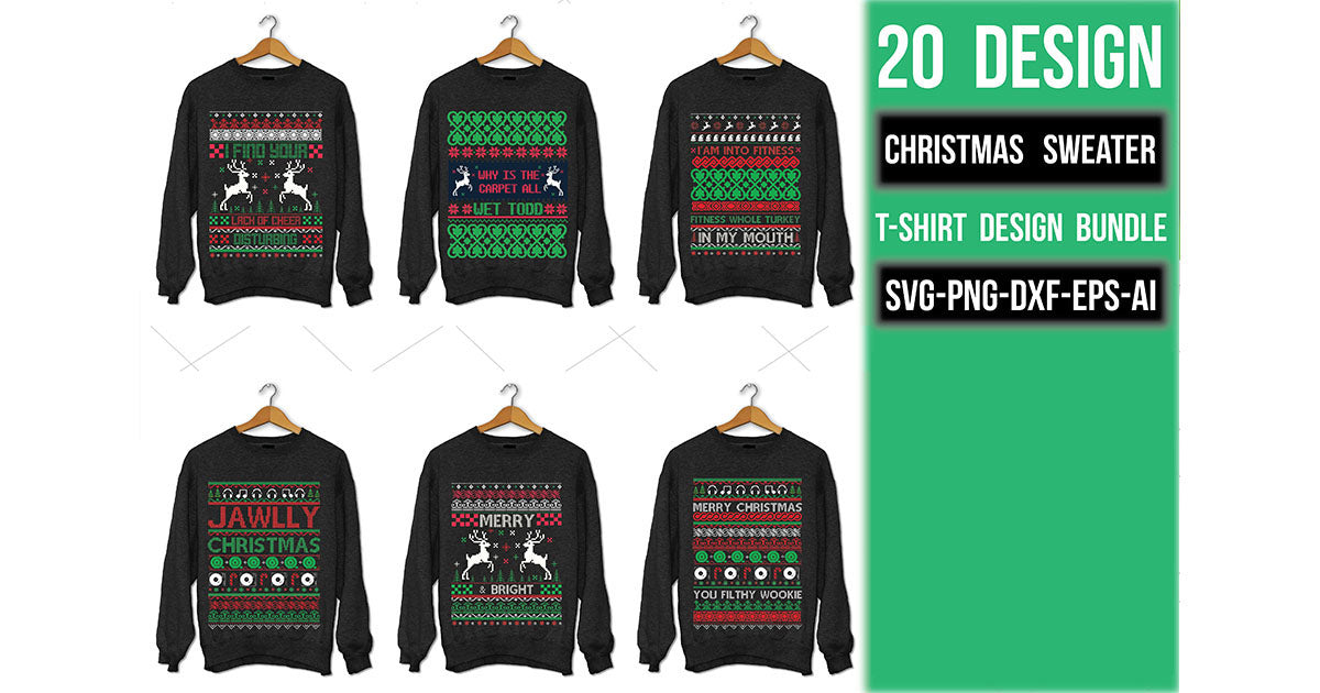Christmas Sweater T Shirt Bundle 2 - CraftNest - Digital Crafting and Art