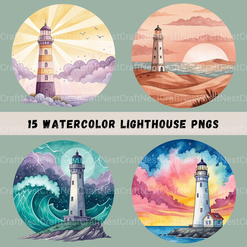 Lighthouses Updated Clipart Bundle - CraftNest - Digital Crafting and Art