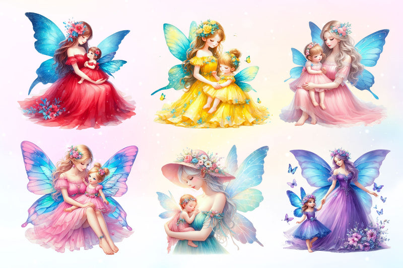 Mother And Baby Fairy Clipart Bundle 2 - CraftNest - Digital Crafting and Art