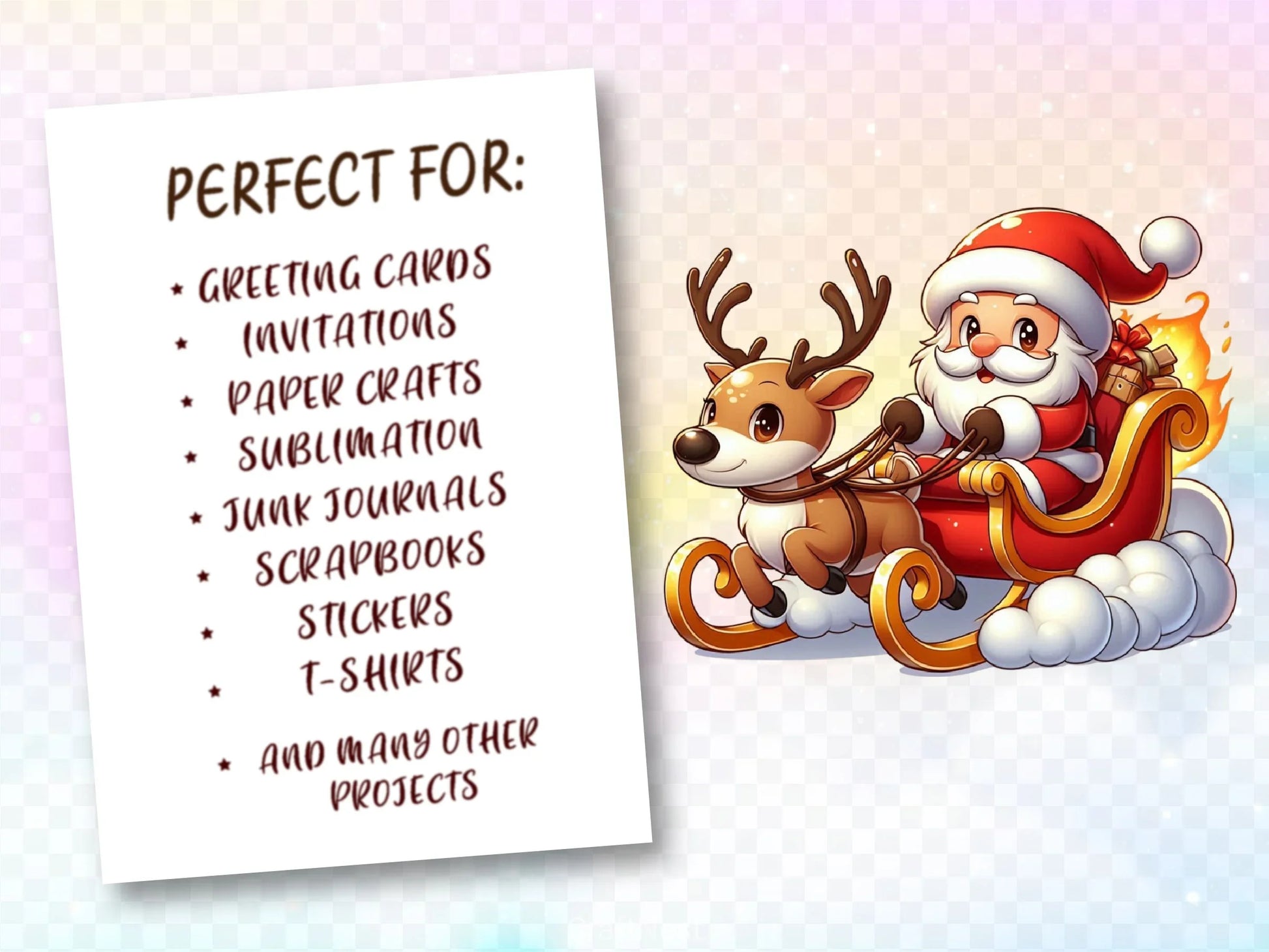Cute Santa Christmas Reindeer Clipart Bundle - CraftNest - Digital Crafting and Art