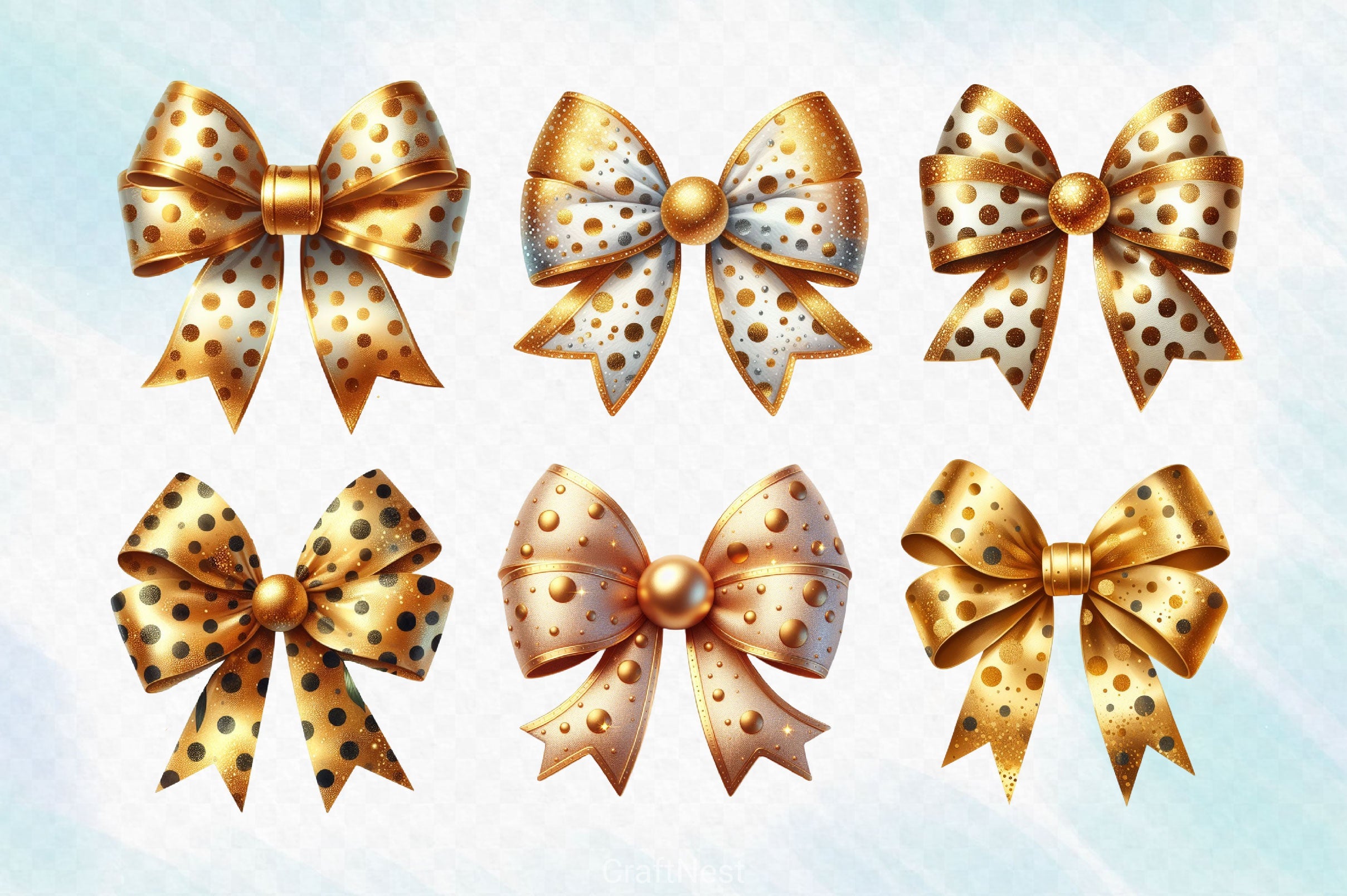 Gold Bow Clipart Bundle 3 - CraftNest - Digital Crafting and Art