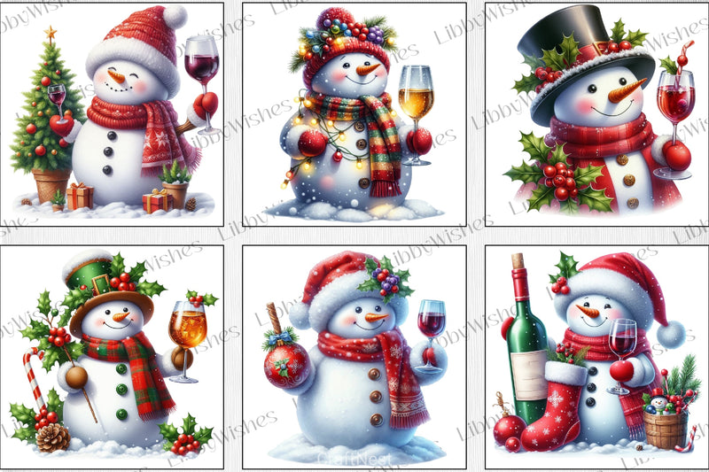 Snowman Christmas Wine Clipart Bundle - CraftNest - Digital Crafting and Art