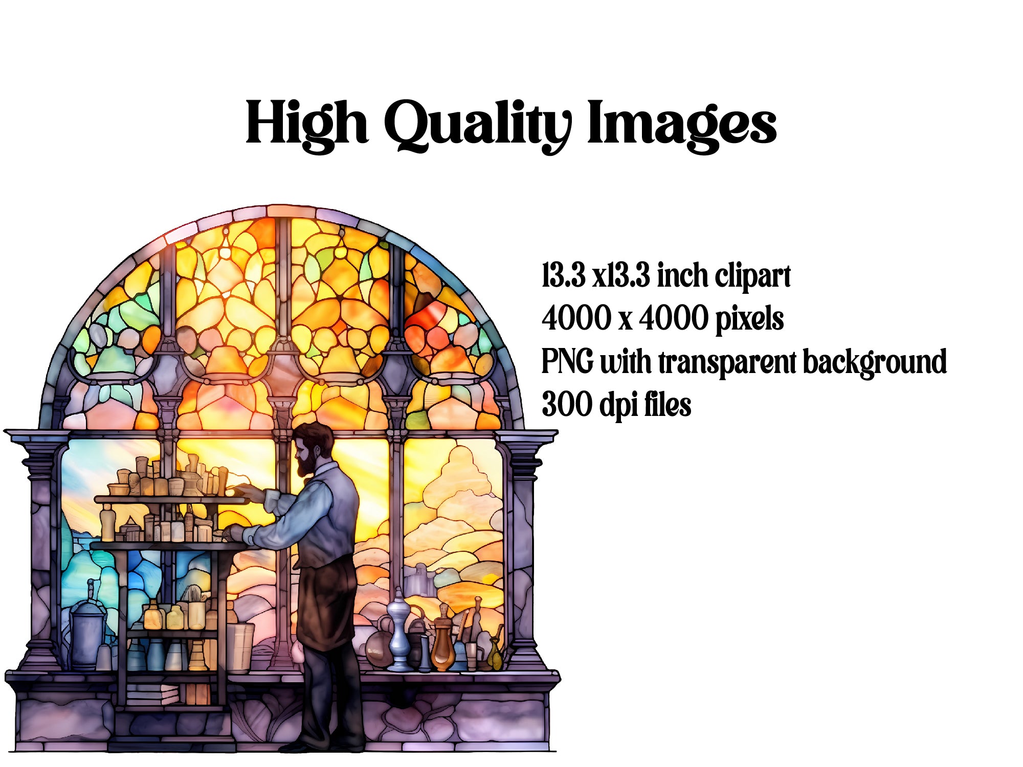 Stained Glass Victorian Silhouettes Clipart - CraftNest