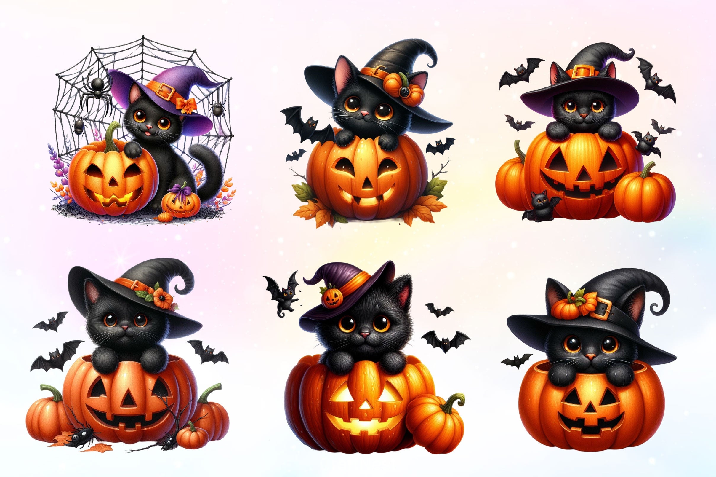 Halloween Black Cat Pumpkin Clipart Bundle 2 - CraftNest - Digital Crafting and Art