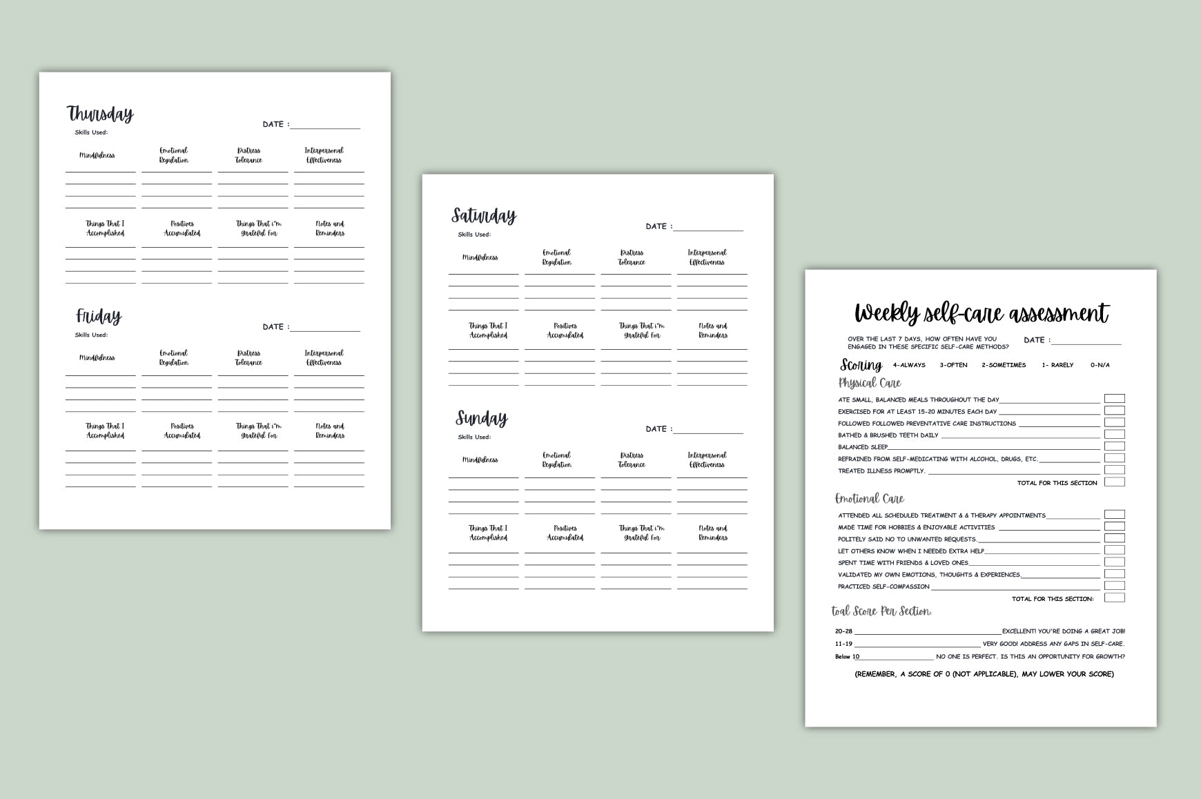 DBT Skills Balance Planner