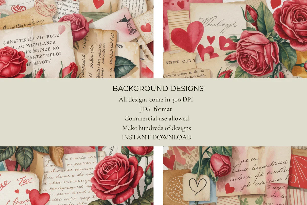 Vintage Valentines Junk Journal Papers - CraftNest - Digital Crafting and Art
