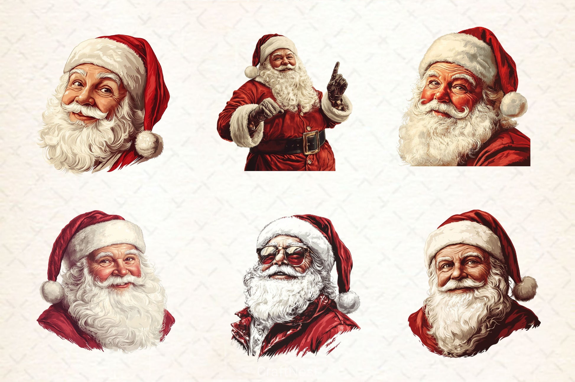 Vintage Santa Claus Christmas Clipart Bundle - CraftNest - Digital Crafting and Art