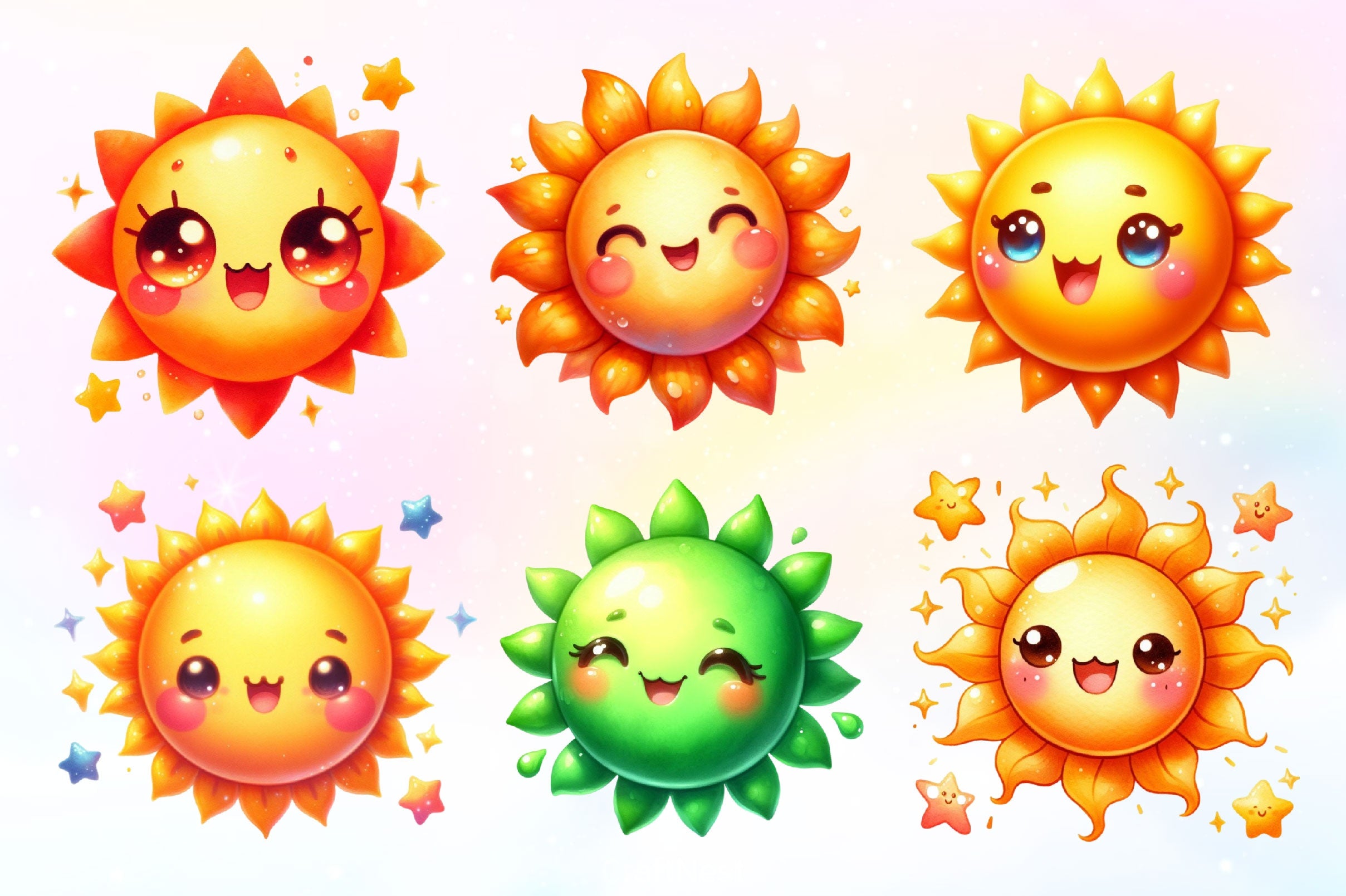 Kawaii Sun Clipart Bundle 5 - CraftNest - Digital Crafting and Art