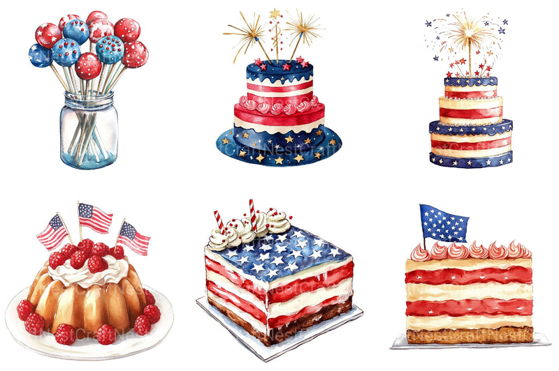 4th of July Cake Clipart - CraftNest - Digital Crafting and Art