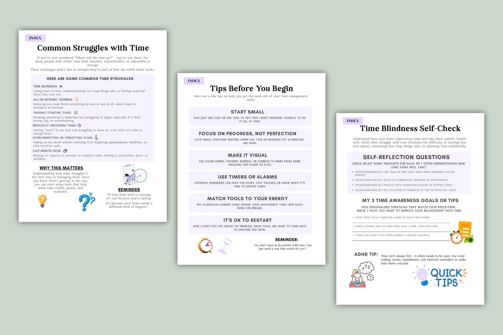 ADHD Time Control Worksheets Book