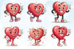 Funny Retro Heart Valentine Clipart Bundle - CraftNest - Digital Crafting and Art