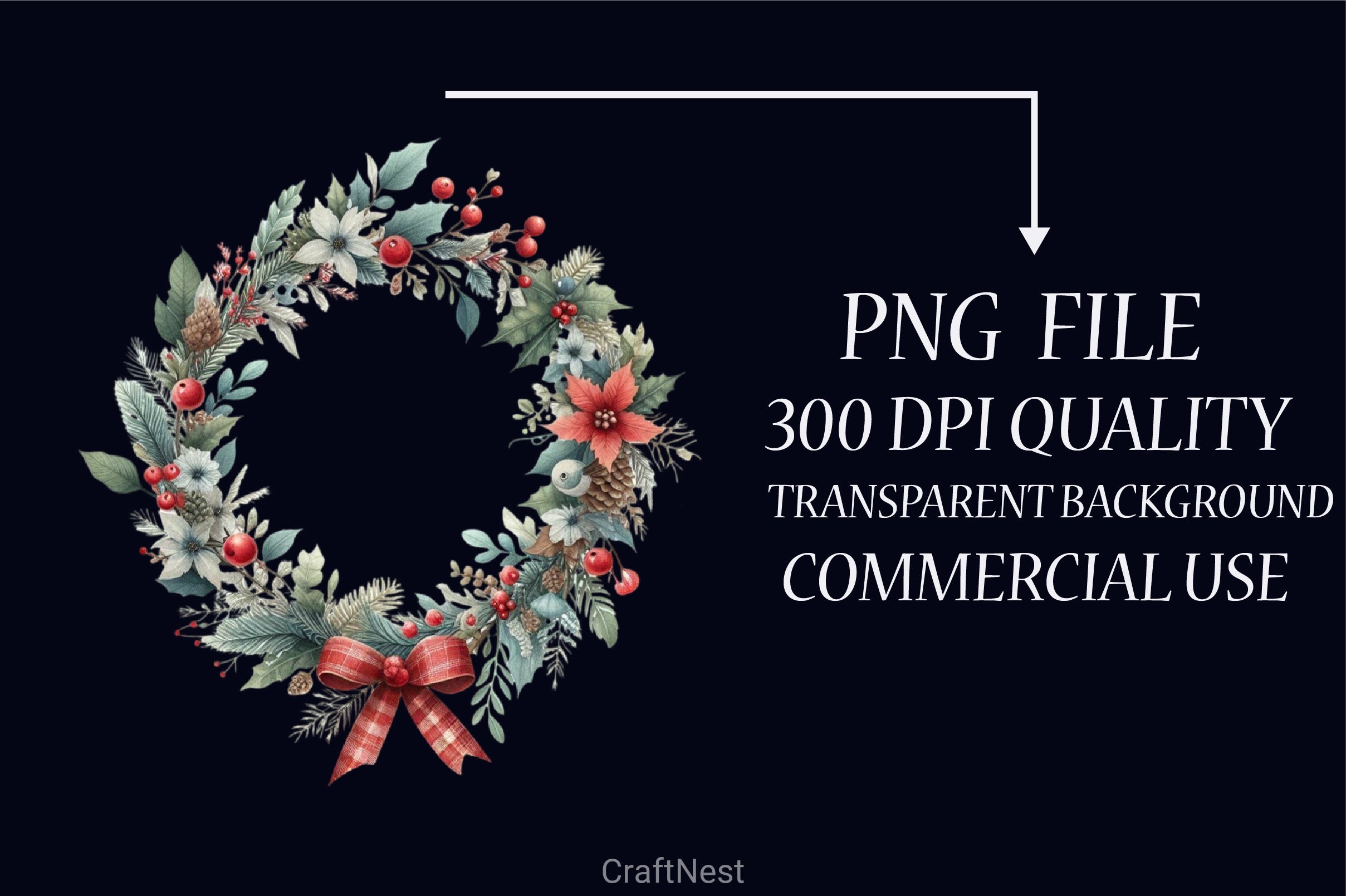 Christmas Wreath Clipart Bundle 5 - CraftNest - Digital Crafting and Art