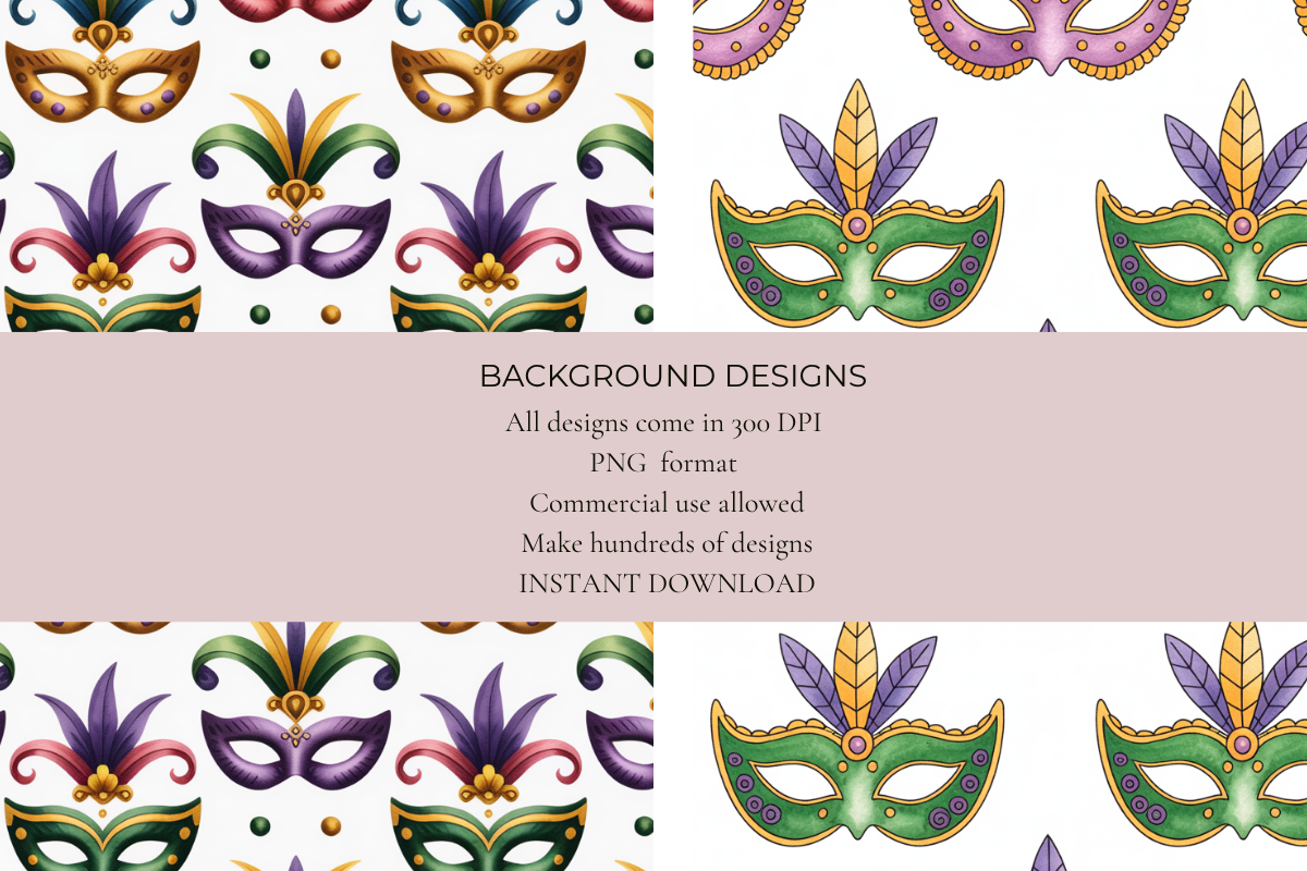 Mardi Gras Masks Seamless Papers